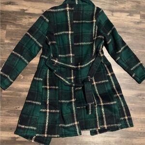 Others Follow Green Plaid Pea Coat